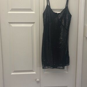 Marciano Black Sequin Slip Dress for Night Out